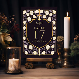 Sword & Shield Mediaeval Fantasy Monogram Wedding  Table Number