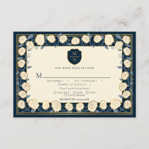 Sword & Shield Mediaeval Fantasy Wedding RSVP Blue Enclosure Card
