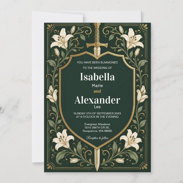 Sword & Shield Mediaeval Wedding Invitation (Front)