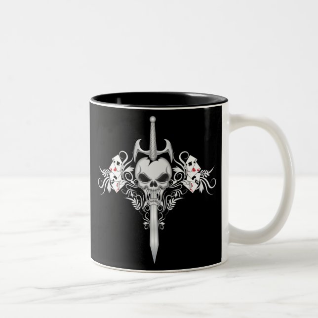 Sword Skull - BLK Two-Tone Coffee Mug (Right)