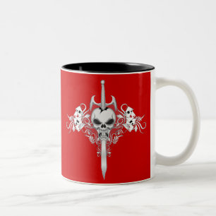 Sword Skull - RED Two-Tone Coffee Mug