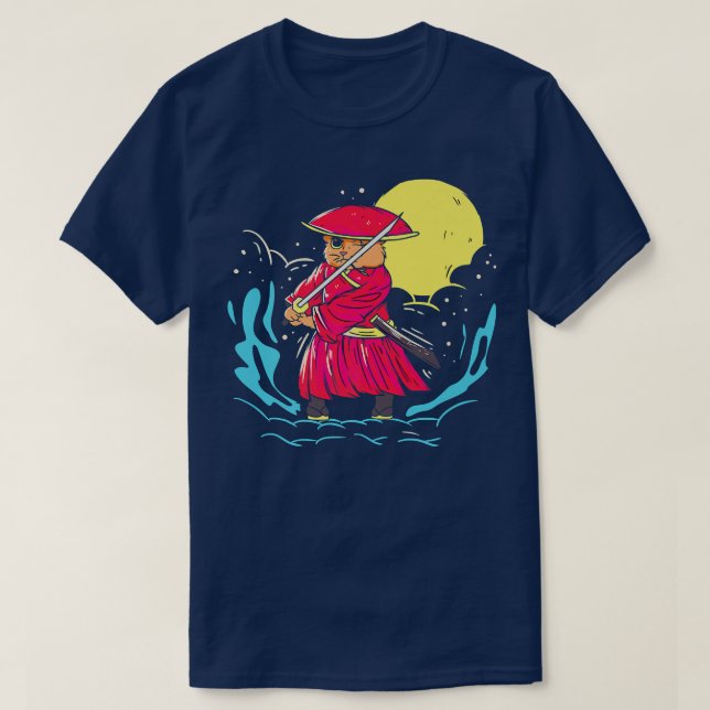 Sword stance cat warrior Samurai  T-Shirt (Design Front)