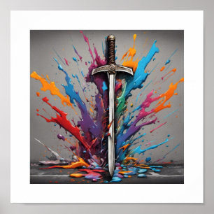Sword Striking Ground Poster