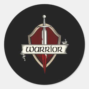 Sword Warrior Coat Of Arms Medieval Sword Fight Classic Round Sticker