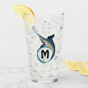 Swordfish Jumping Monogram Glass