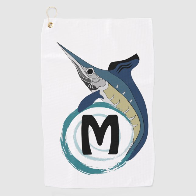 Swordfish Jumping Monogram Golf Towel (Front)
