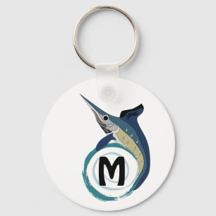 Swordfish Jumping Monogram Key Ring