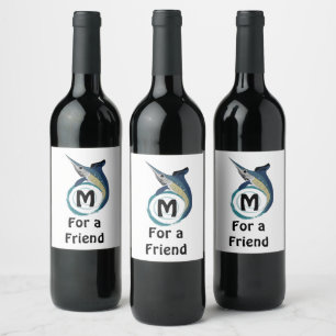 Swordfish Jumping Monogram Wine Label