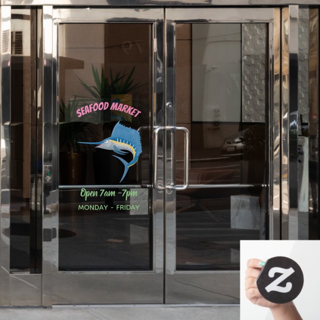 Swordfish sailfish fun cartoon illustration (Office Door)