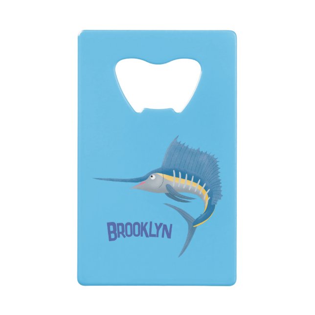 Swordfish sailfish fun cartoon illustration (Front)