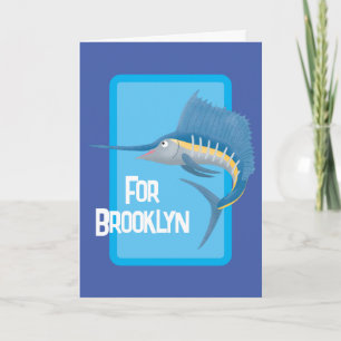 Swordfish sailfish fun cartoon illustration card