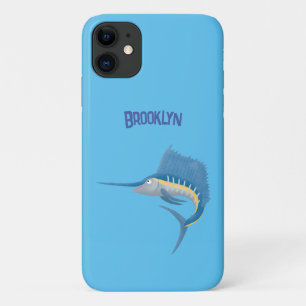 Swordfish sailfish fun cartoon illustration iPhone 11 case