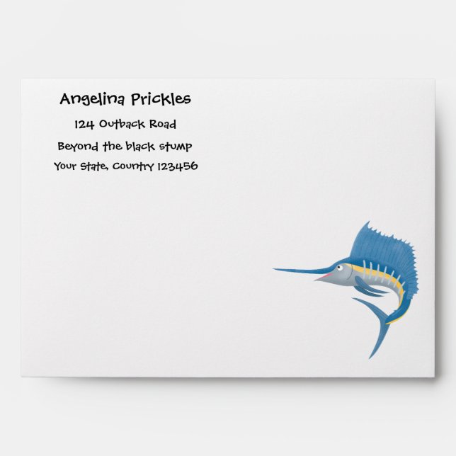 Swordfish sailfish fun cartoon illustration envelope (Front)