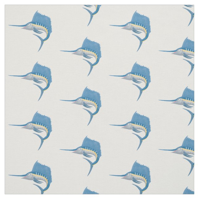 Swordfish sailfish fun cartoon illustration  fabric (Swatch)