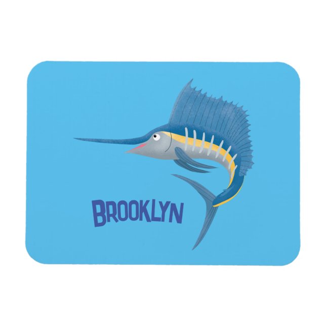 Swordfish sailfish fun cartoon illustration magnet (Horizontal)