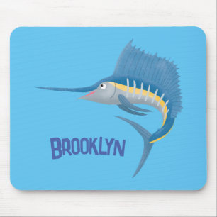 Swordfish sailfish fun cartoon illustration mouse pad