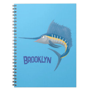 Swordfish sailfish fun cartoon illustration notebook