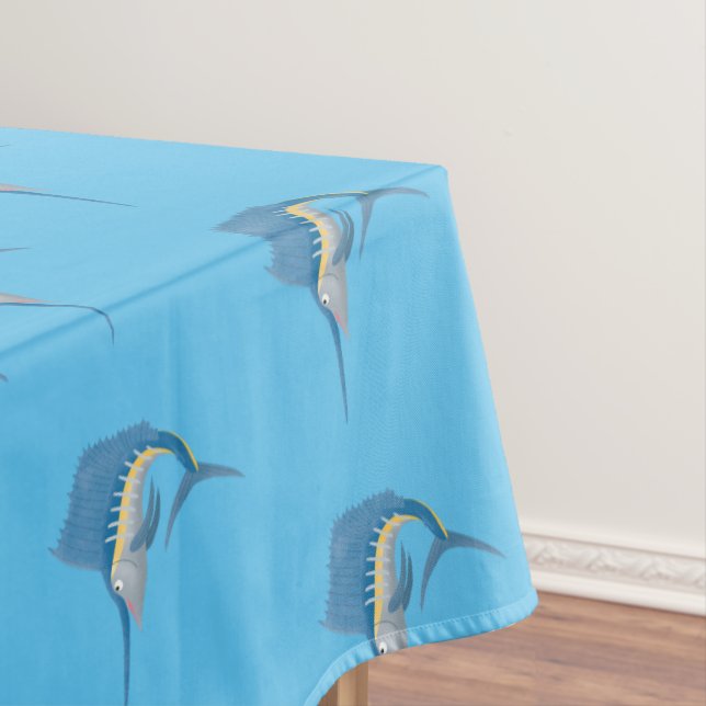 Swordfish sailfish fun cartoon illustration tablecloth (In Situ)