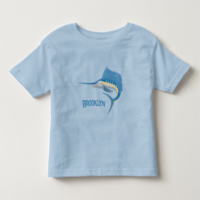 Swordfish sailfish fun cartoon illustration toddler T-Shirt (Front)
