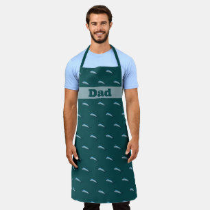 Swordfish Small Pattern Deep Sea Blue Green Chefs Apron