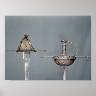 Swords: cup-hilted rapier of chiselled steel poster