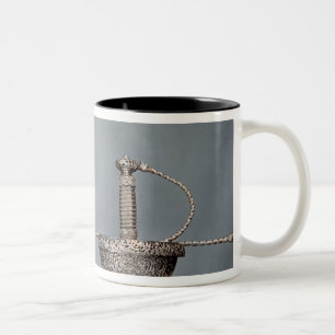 Swords: cup-hilted rapier of chiselled steel Two-Tone coffee mug