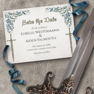 Swords Gamer Fantasy Wedding Thank You Card