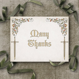 Swords Gamer Fantasy Wedding Thank You Card