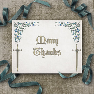 Swords Gamer Fantasy Wedding Thank You Card