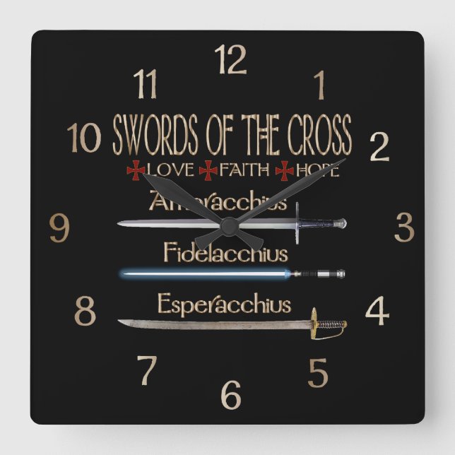 Swords Of The Cross Dresden Fans Square Wall Clock (Front)
