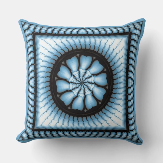 Swrling abstract blue pattern cushion (Front)