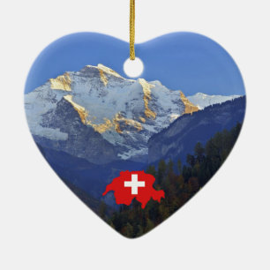 Swtzerland Jungfrau and flag Ceramic Ornament