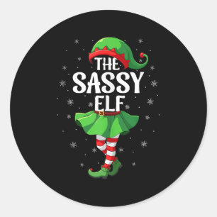 Sy Elf Christmas Girls Women Elf Squad Xmas Family Classic Round Sticker