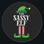 Sy Elf Matching Family Group Christmas Party  Classic Round Sticker<br><div class="desc">Sy Elf Matching Family Group Christmas Party</div>