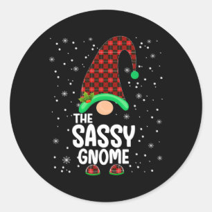 Sy Gnome Buffalo Plaid Matching Family Christmas P Classic Round Sticker