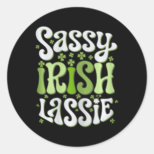 Sy Irish Lie St Patricks Day Women Girls Shamrock Classic Round Sticker