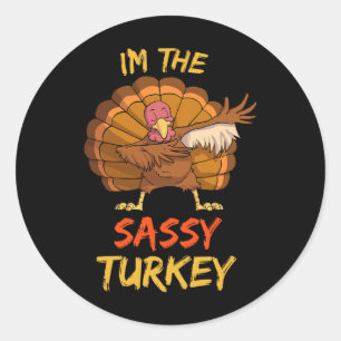 Sy Turkey Matching Family Group Thanksgiving Party Classic Round Sticker