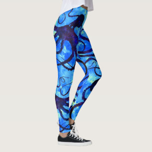 Sybille's Octopus On Blue - Leggings