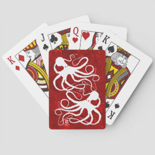 Sybille's Octopus On Red - Bicycle Playing Cards