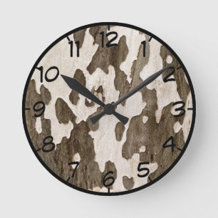 Sycamore Bark Round Clock