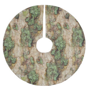 Sycamore Tree Bark Moss Lichen Brushed Polyester Tree Skirt