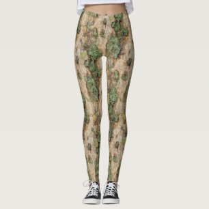 Sycamore Tree Bark Moss Lichen Leggings