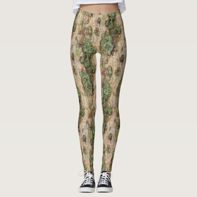 Sycamore Tree Bark Moss Lichen Leggings (Front)