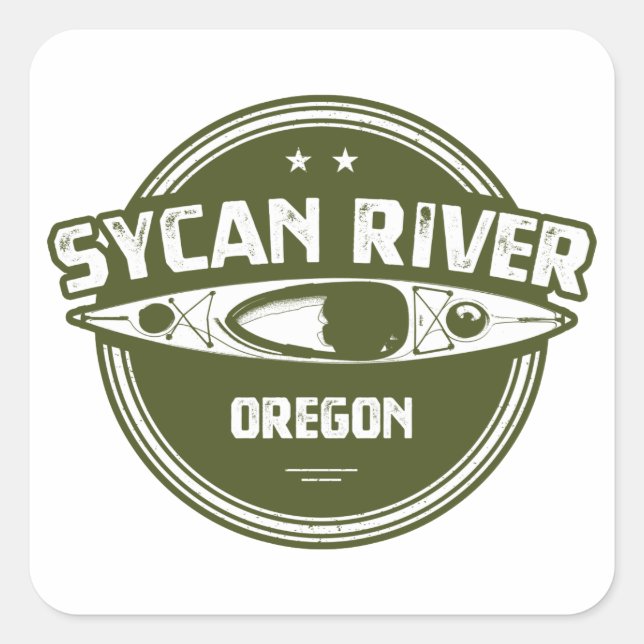 Sycan River Oregon Kayaking Square Sticker (Front)