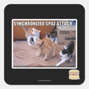 Sychronized Spaz Attack Square Sticker