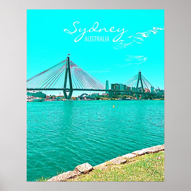 Sydney ANZAC Bridge harbor scene Poster (Front)
