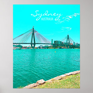 Sydney ANZAC Bridge harbour scene Poster