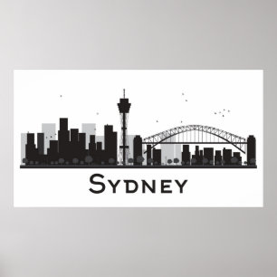 Sydney, Australia   Black & White City Skyline Poster