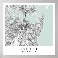 Sydney Australia Blue Water Street Map