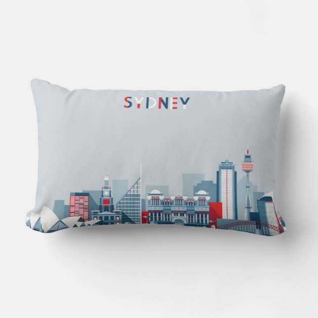 Sydney Australia City Skyline Lumbar Cushion (Front)